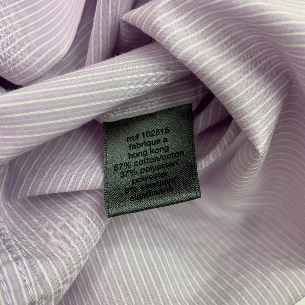 John Varvatos Mens Sz Large Purple White Striped Long Sleeve Button Up Shirt - Picture 5 of 7